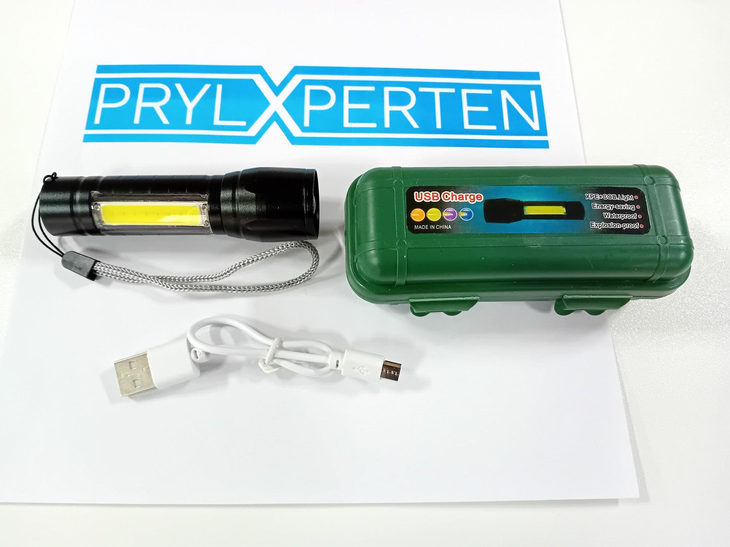 Uppladdningsbar Ficklampa med Dubbla lampor IPX4 Generic