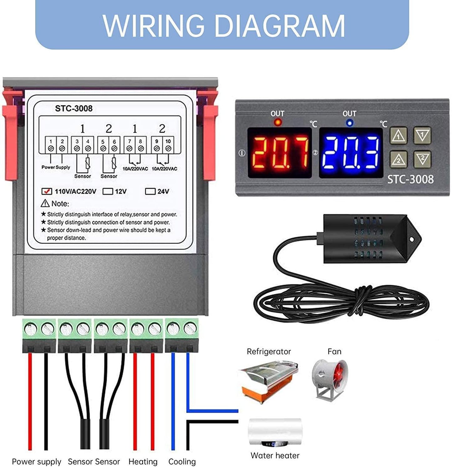 STC - 3028 temperatur & fuktighetsregulator , PID-regulator 220V Generic