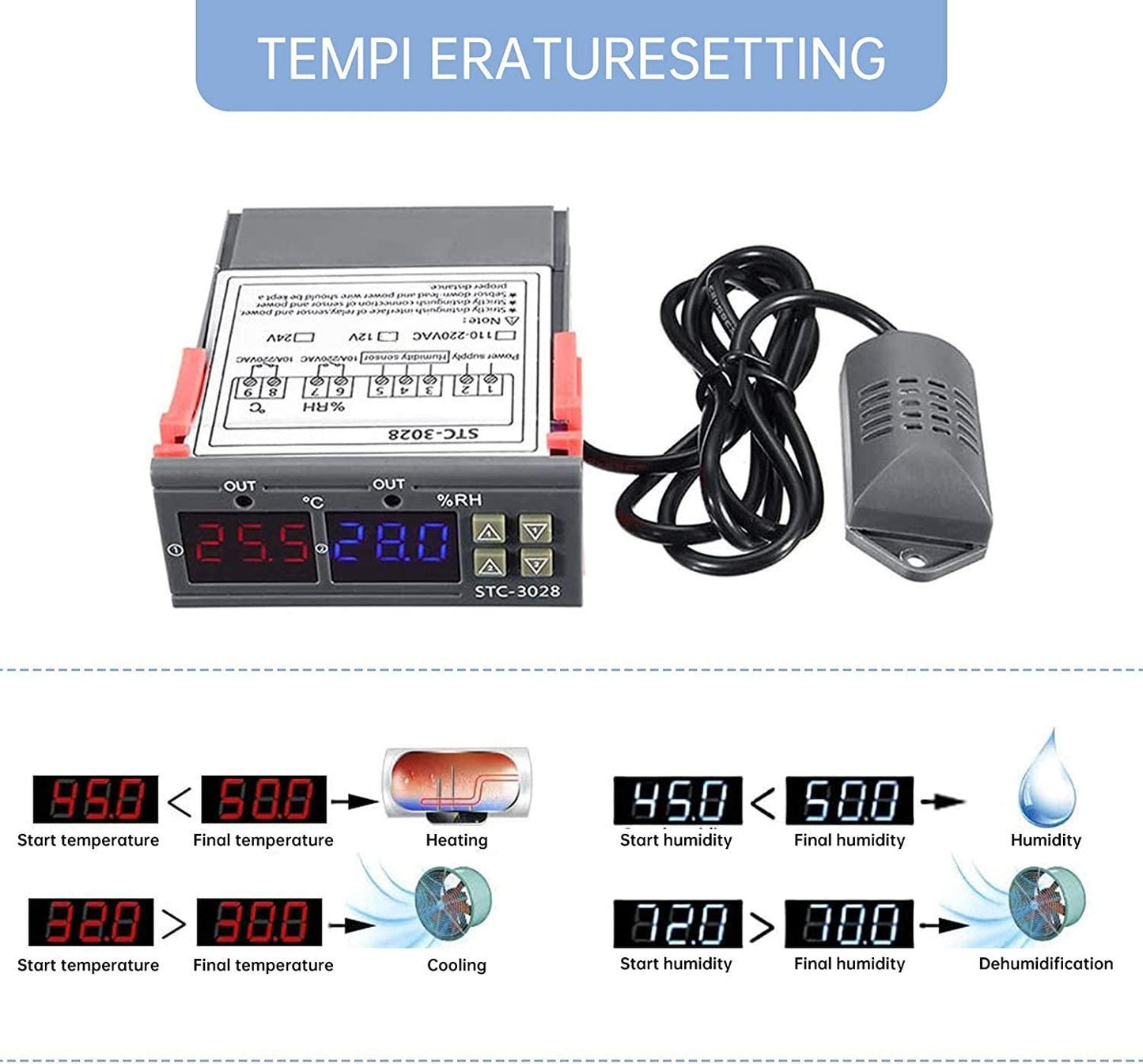 STC - 3028 temperatur & fuktighetsregulator , PID-regulator 220V Generic