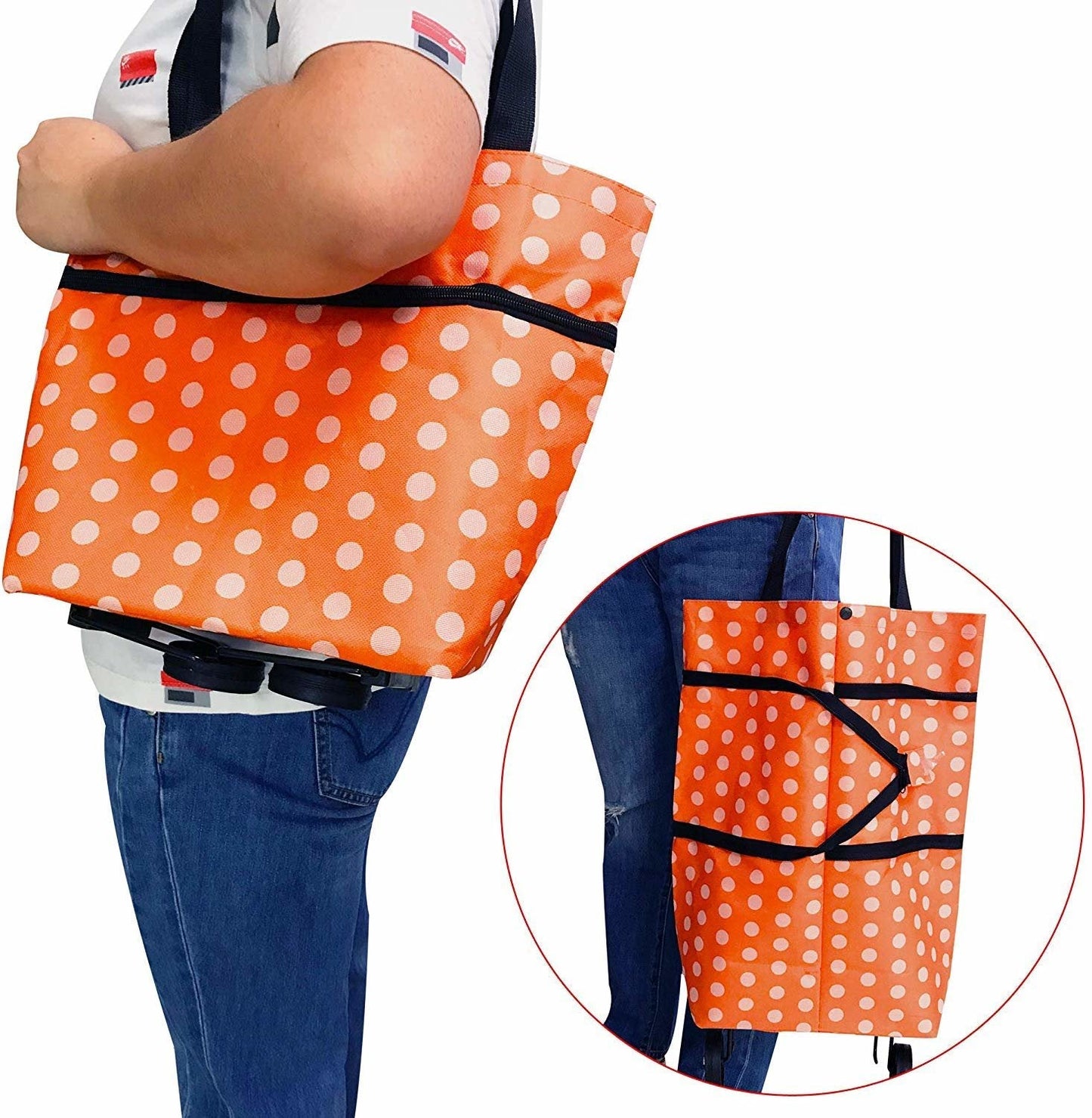 Smart Vikbar Shoppingväska på hjul Orange Vit Generic