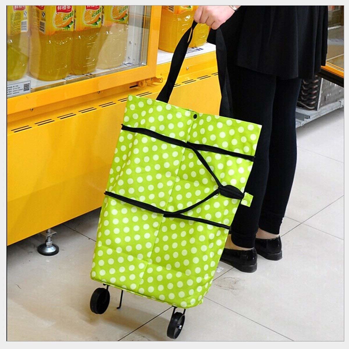 Smart Vikbar Shoppingväska på hjul Grön Vit Generic