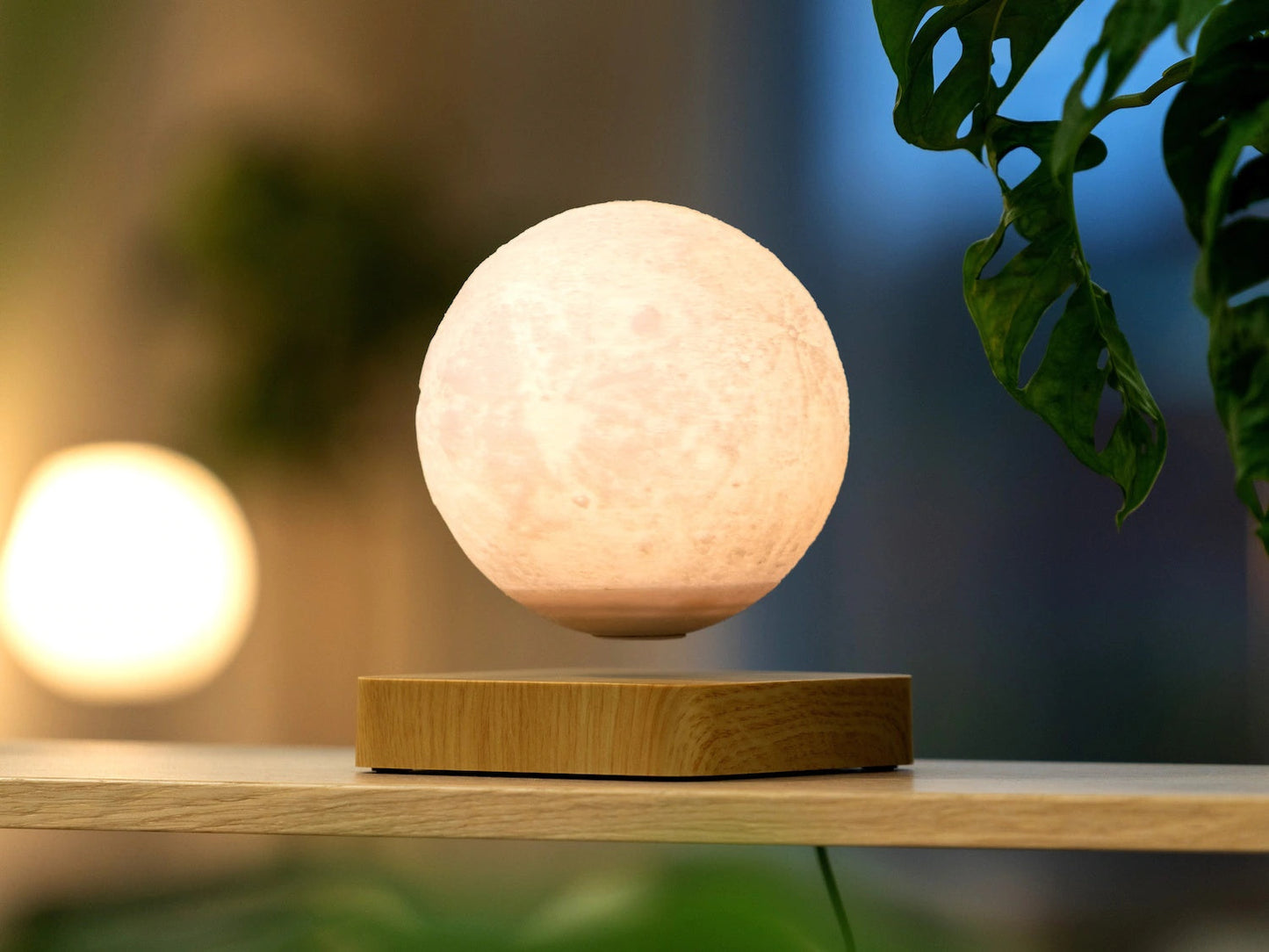 Svävande Flytande Maglev Lampa Atmosfärslampa Måne Ask Trä Generic