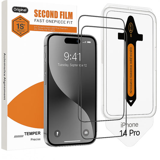 2-Pack Skärmskydd kompatibel med iPhone 14 Pro – Monteringsram Generic