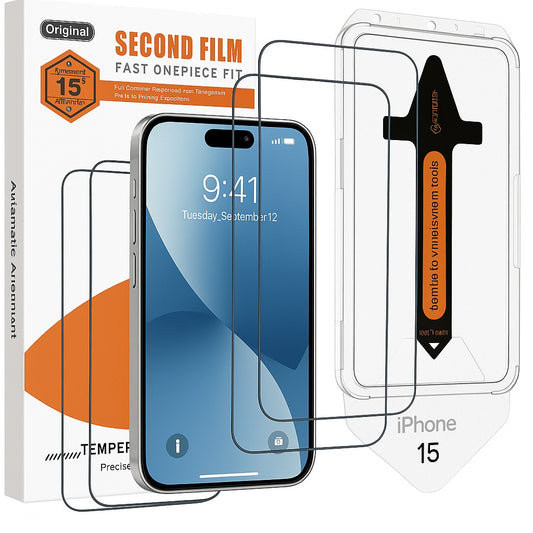 2-Pack Skärmskydd kompatibel med iPhone 15 – Monteringsram Generic