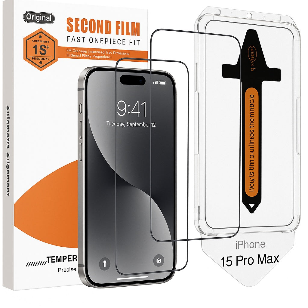 2-Pack Skärmskydd kompatibel med iPhone 15 Pro Max – Monteringsram Generic