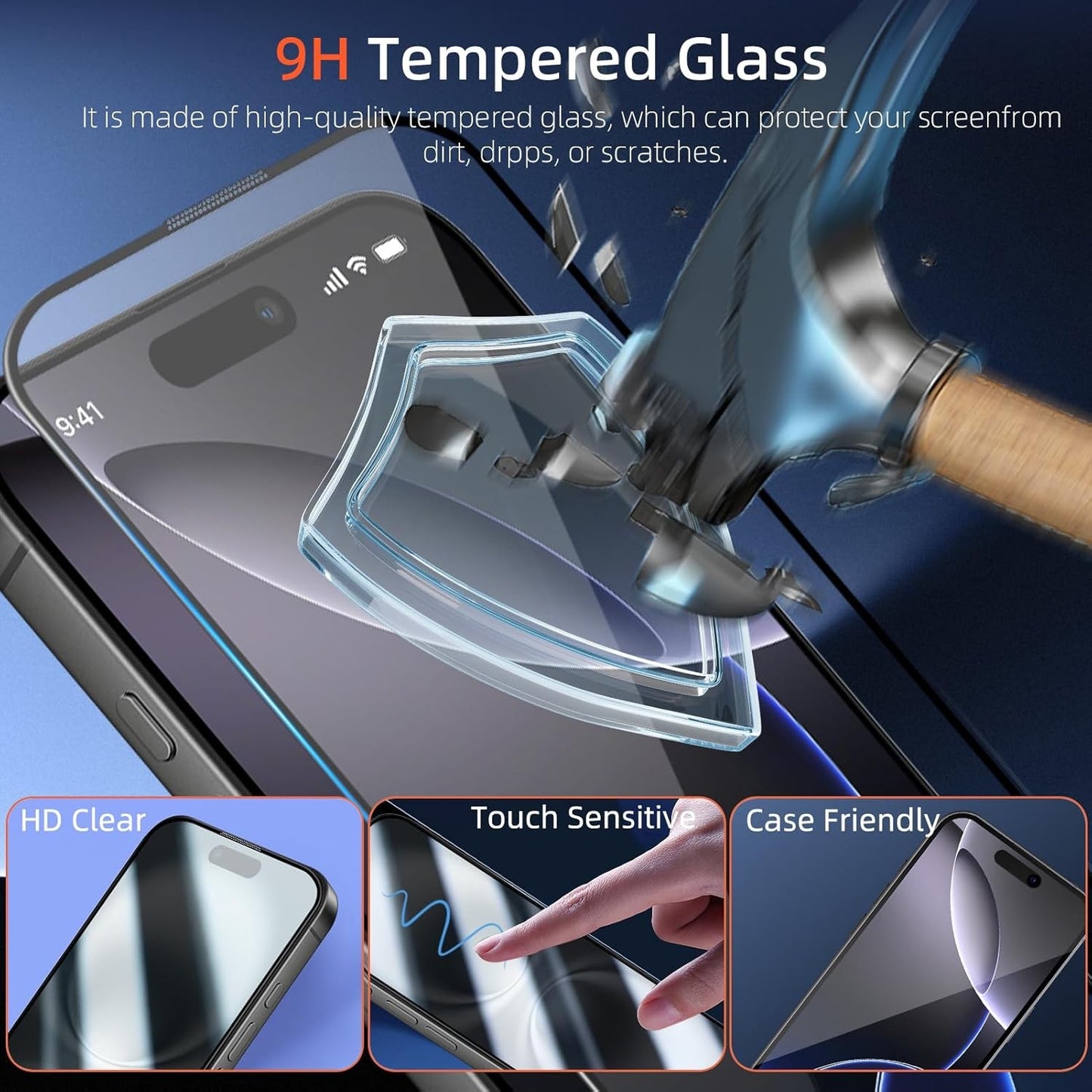 2-Pack Skärmskydd kompatibel med iPhone 15 Pro Max – Monteringsram Generic