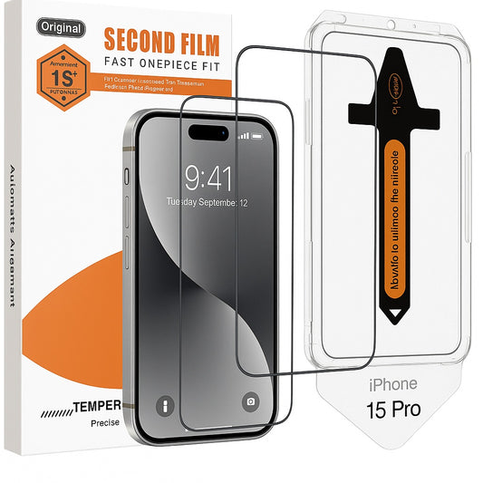 2-Pack Skärmskydd kompatibel med iPhone 15 Pro – Monteringsram Generic