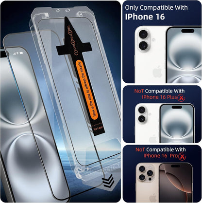 2-Pack Skärmskydd kompatibel med  iPhone 16 – Monteringsram Generic
