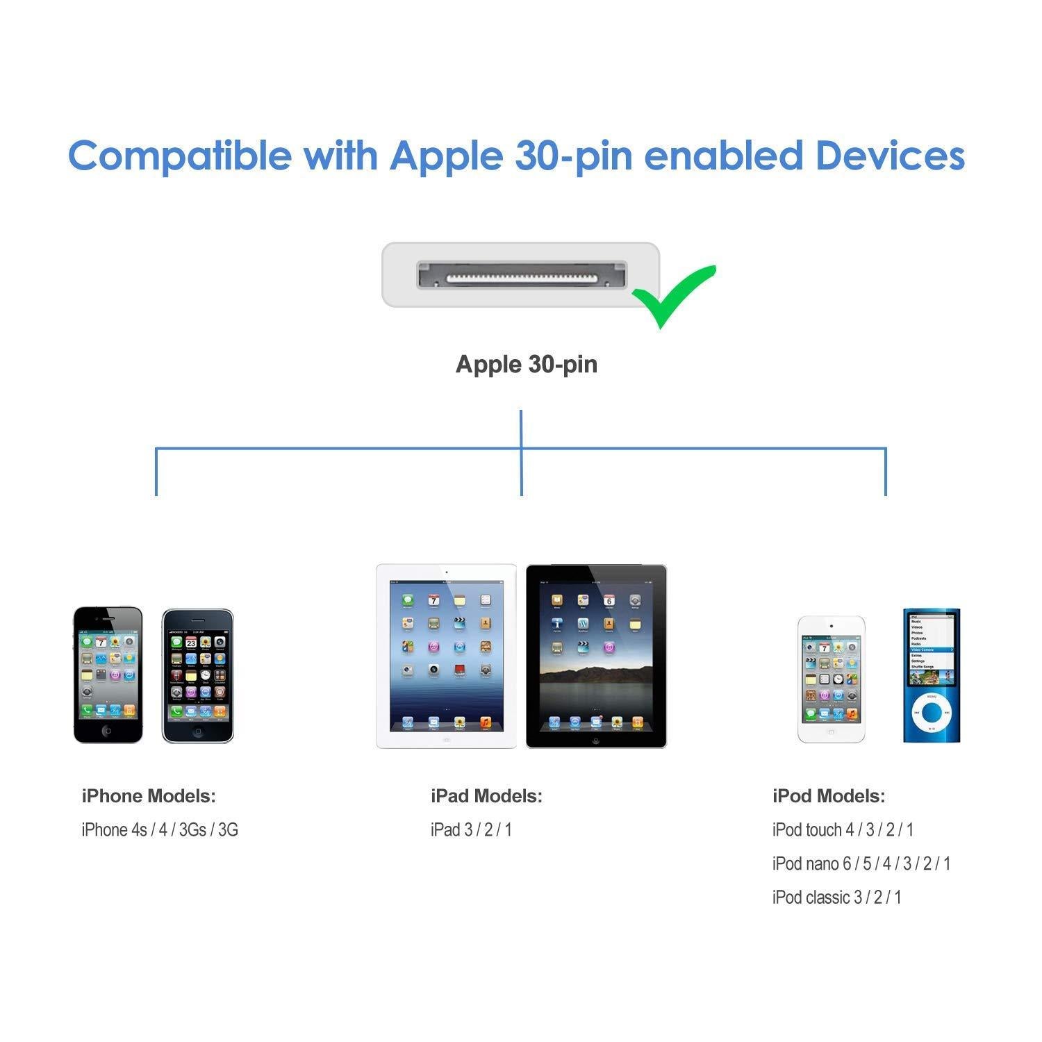 2X Laddkabel för äldre iPhones och iPads 30-pin USB-kabel Generic