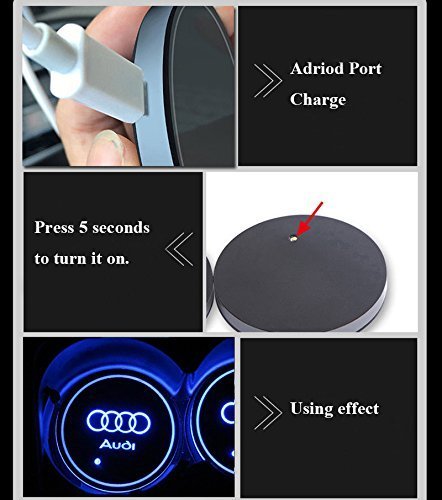 2X  Med Audi logo Led bottenplatta till mugghållare Generic