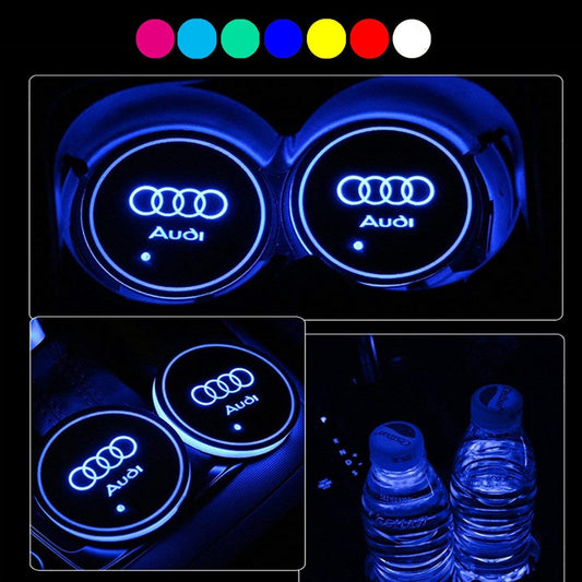 2X  Med Audi logo Led bottenplatta till mugghållare Generic