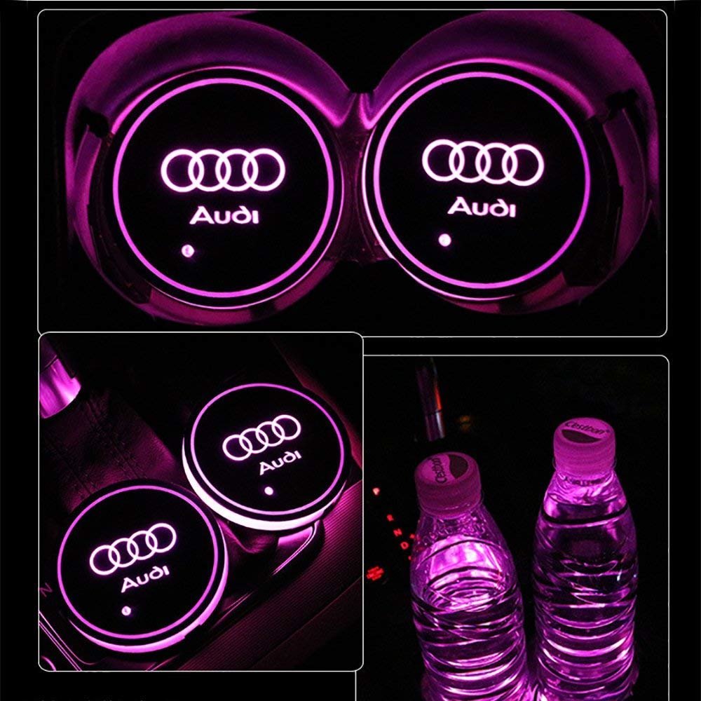 2X  Med Audi logo Led bottenplatta till mugghållare Generic