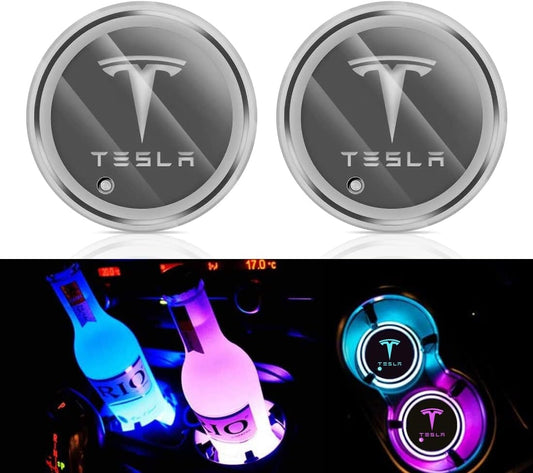2X Tesla logo Led bottenplatta till mugghållare Generic
