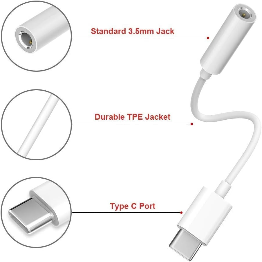 2x Adapter USB-C till 3.5mm Vit Generic