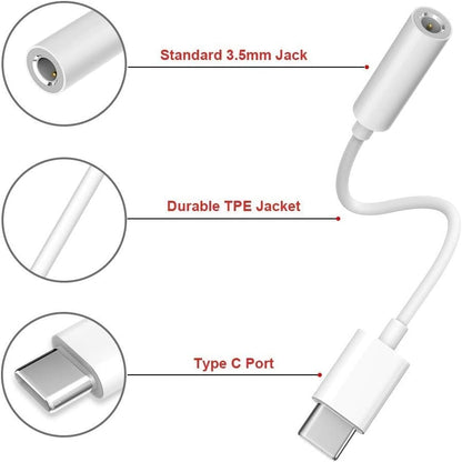 2x Adapter USB-C till 3.5mm Vit Generic