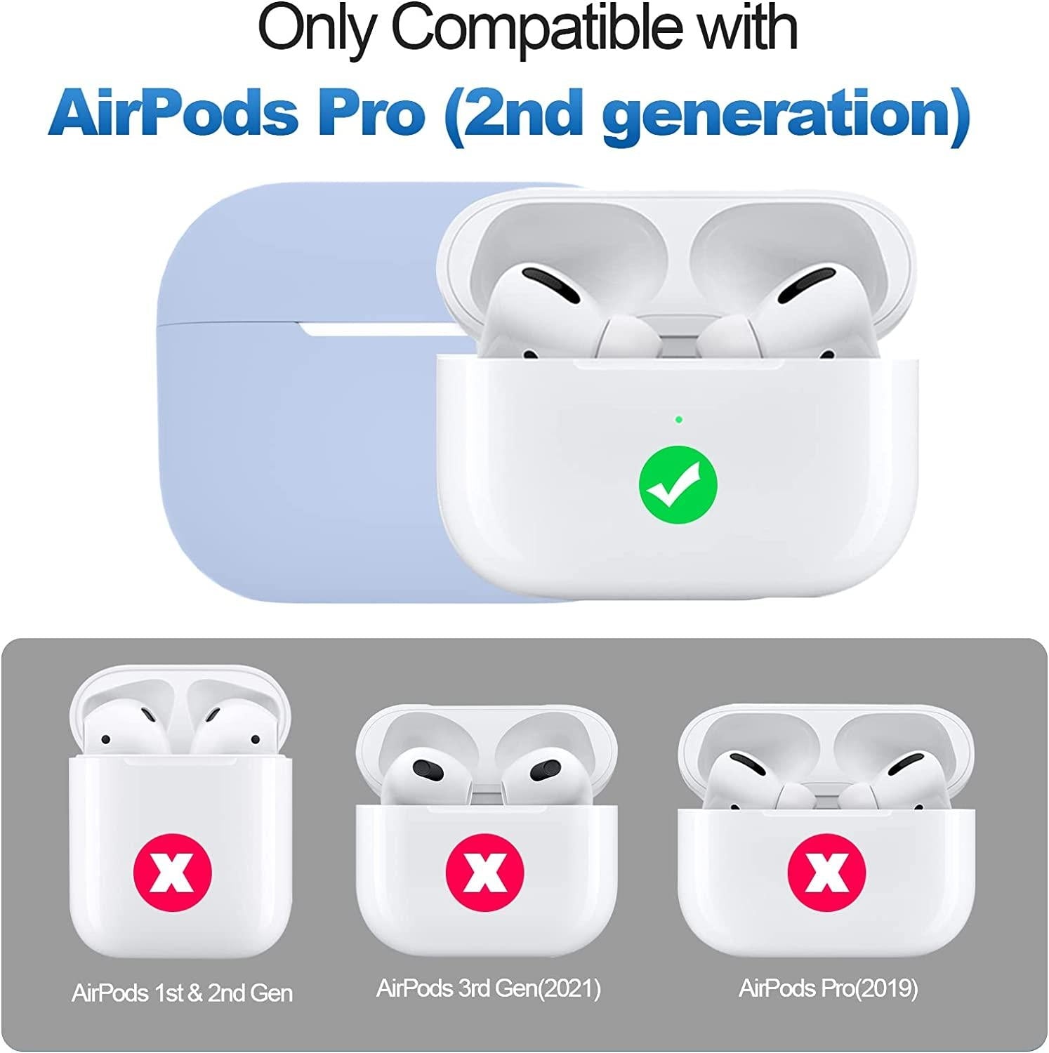 2x Blå Airpods PRO 2 Silikonskal fodral Generic