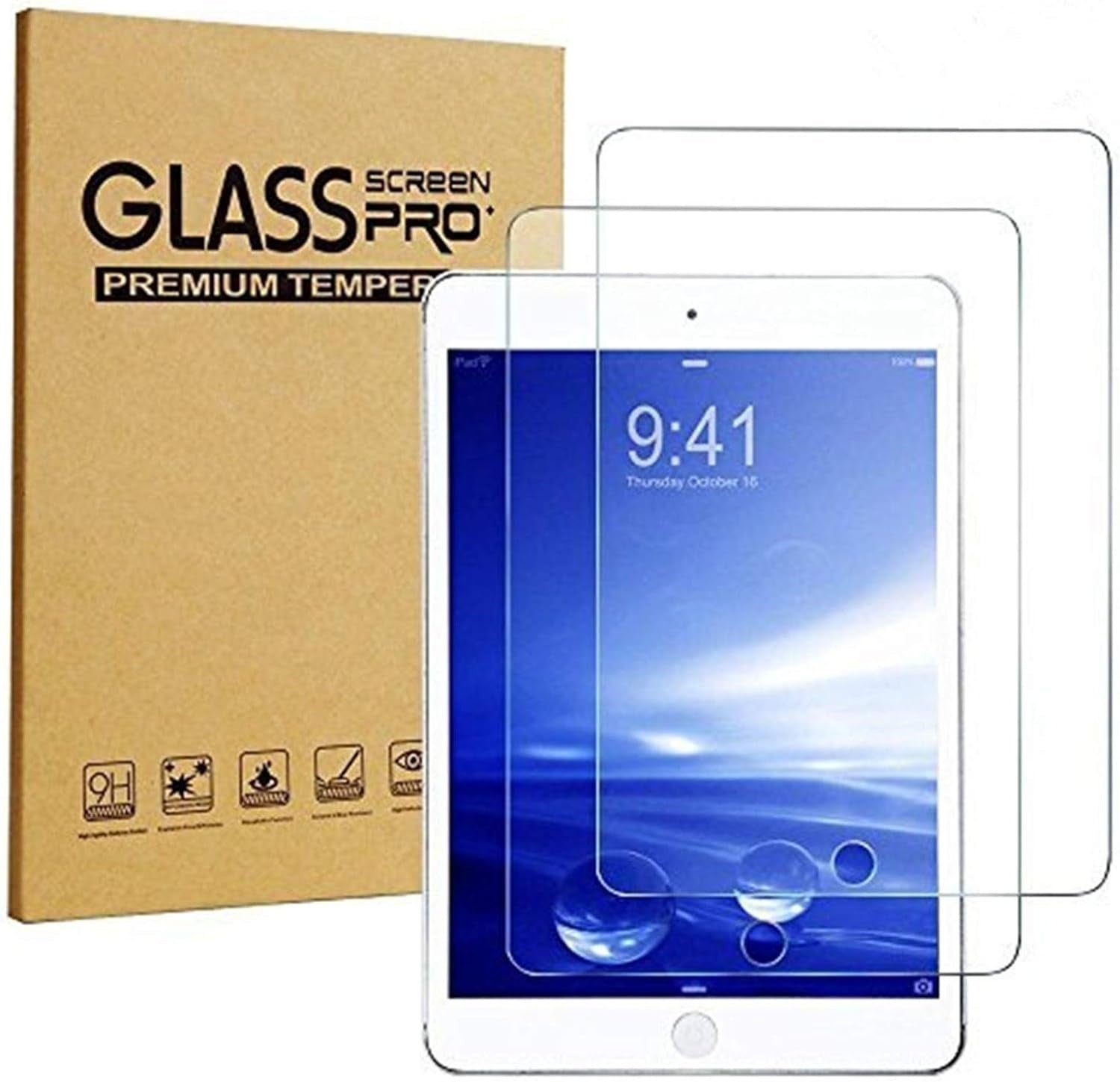 2x Displayskydd i härdat glas till iPad Air 1/2/gen 5/gen 6 9,7 tum Generic
