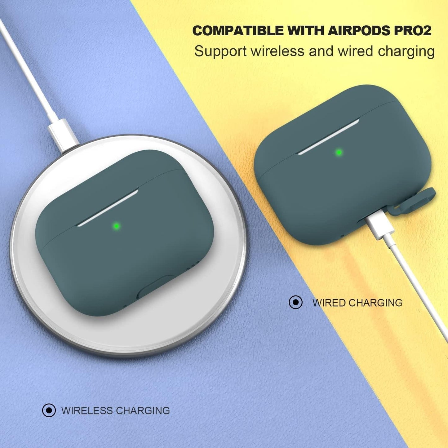 2x Grön Airpods PRO 2 Silikonskal fodral Generic