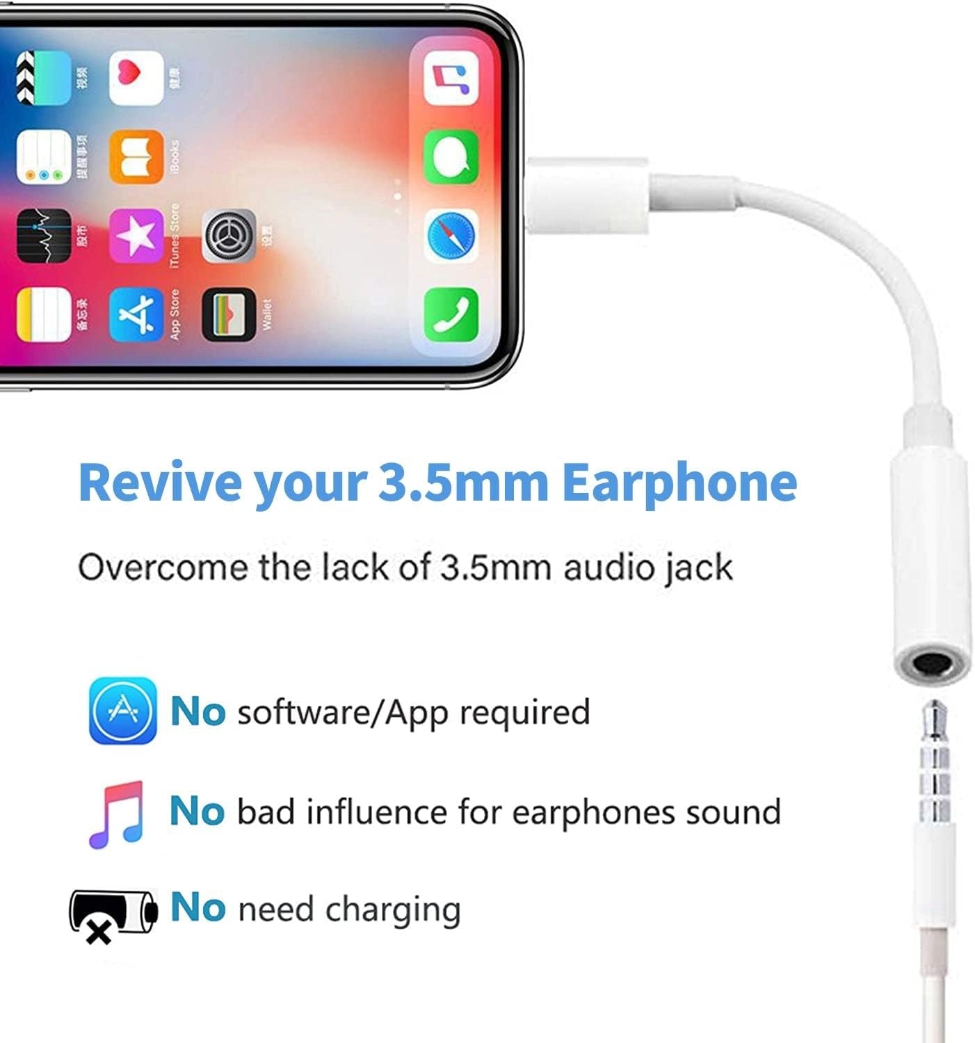 2x Lightning till 3,5 mm adapter för hörlurar Generic