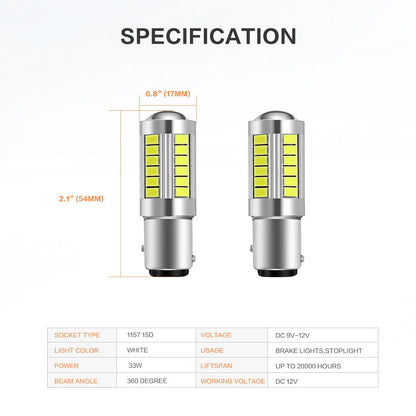 2x Röd 1157 P21/5W BAY15D 33st smd 5730 Generic
