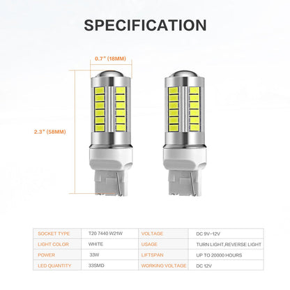 2x Röd 7440 W21W T20 33st smd 5730 Generic