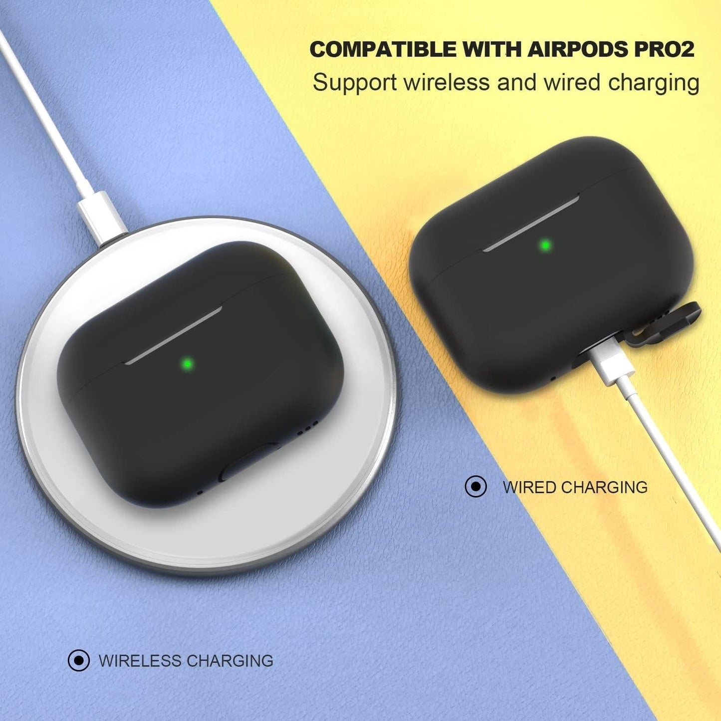 2x Svart Airpods PRO 2 Silikonskal fodral Generic