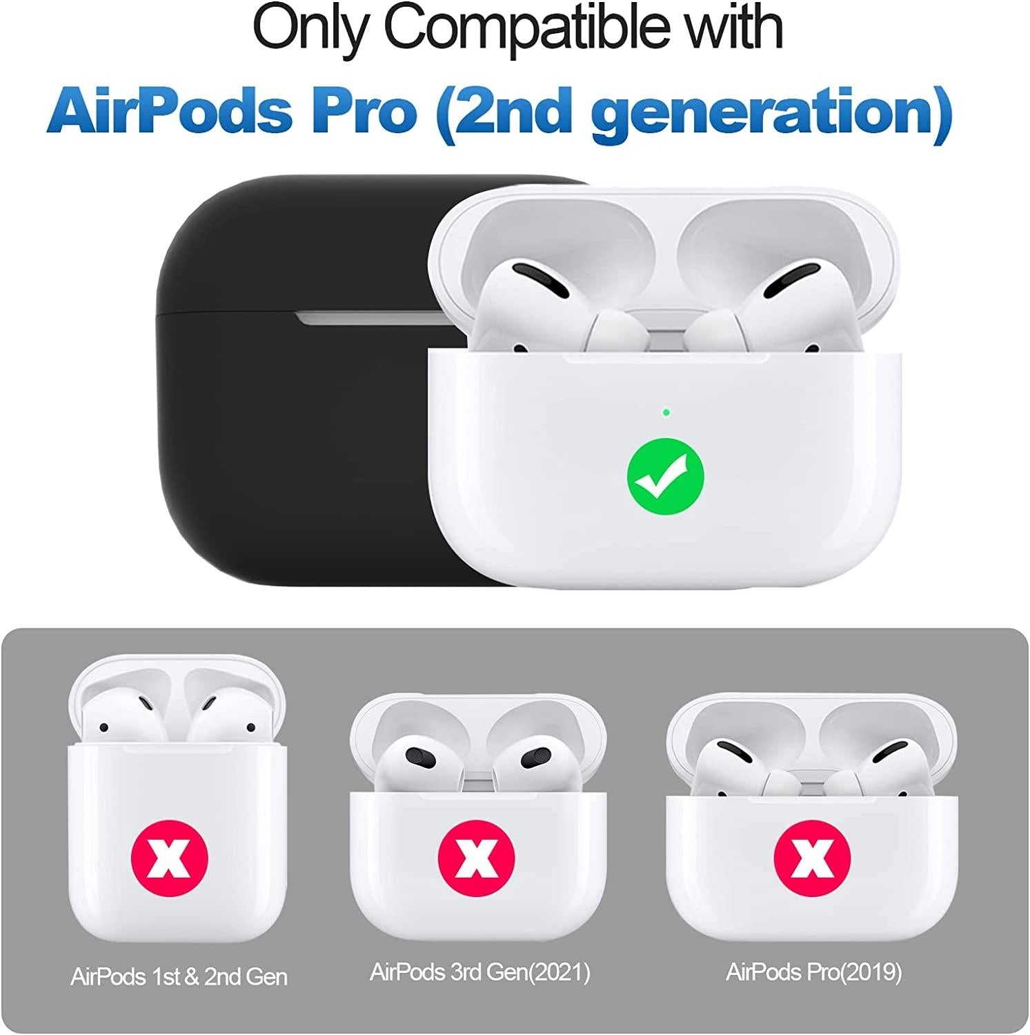 2x Svart Airpods PRO 2 Silikonskal fodral Generic