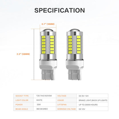 2x 7443 W21W T20 33st smd 5730 Vit Generic