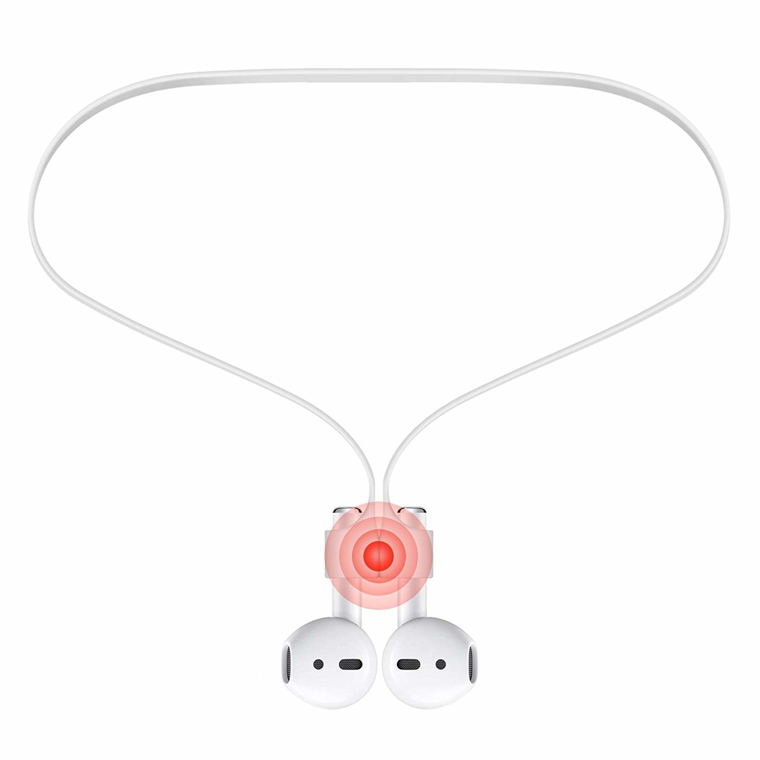 2x Vit Magnetisk silikonsnöre Apple AirPods Rem Straps Generic
