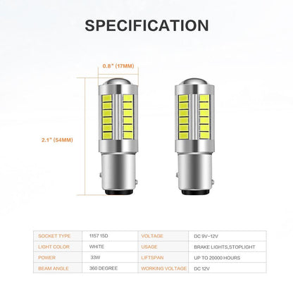 2x  Gul 1157 P21/5W BAY15D 33st smd 5730 Generic