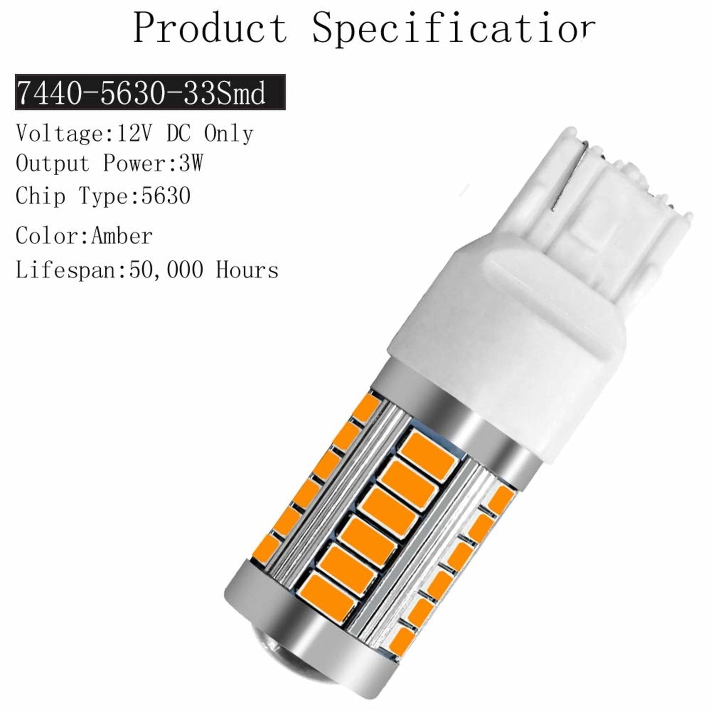2x Gul 7440 W21W T20 33st smd 5730 Generic
