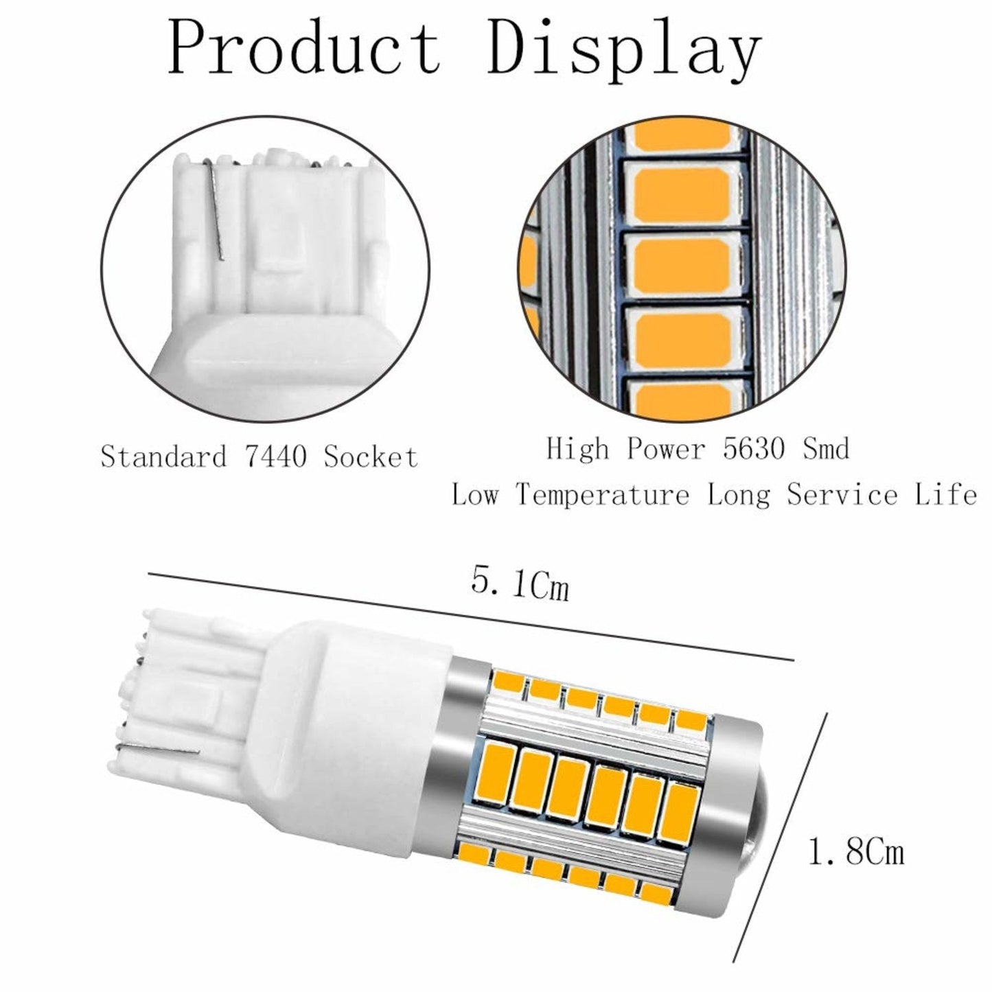 2x Gul 7440 W21W T20 33st smd 5730 Generic