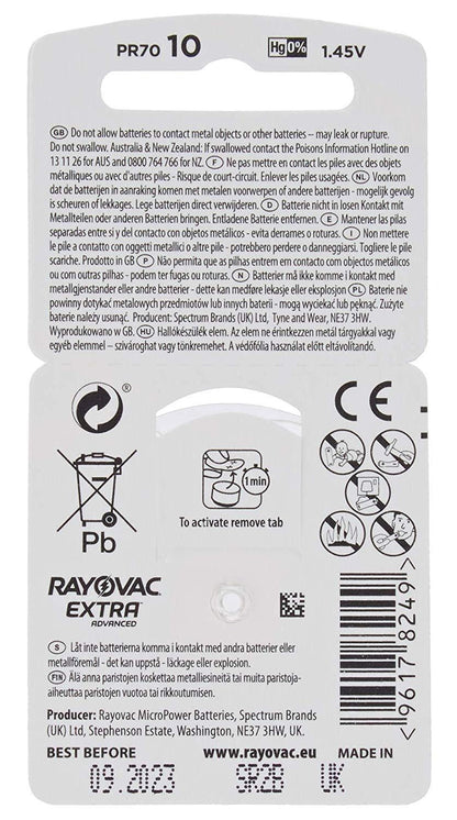 30st. Rayovac Extra Advanced act 10 Gul, 5x6-pack Generic