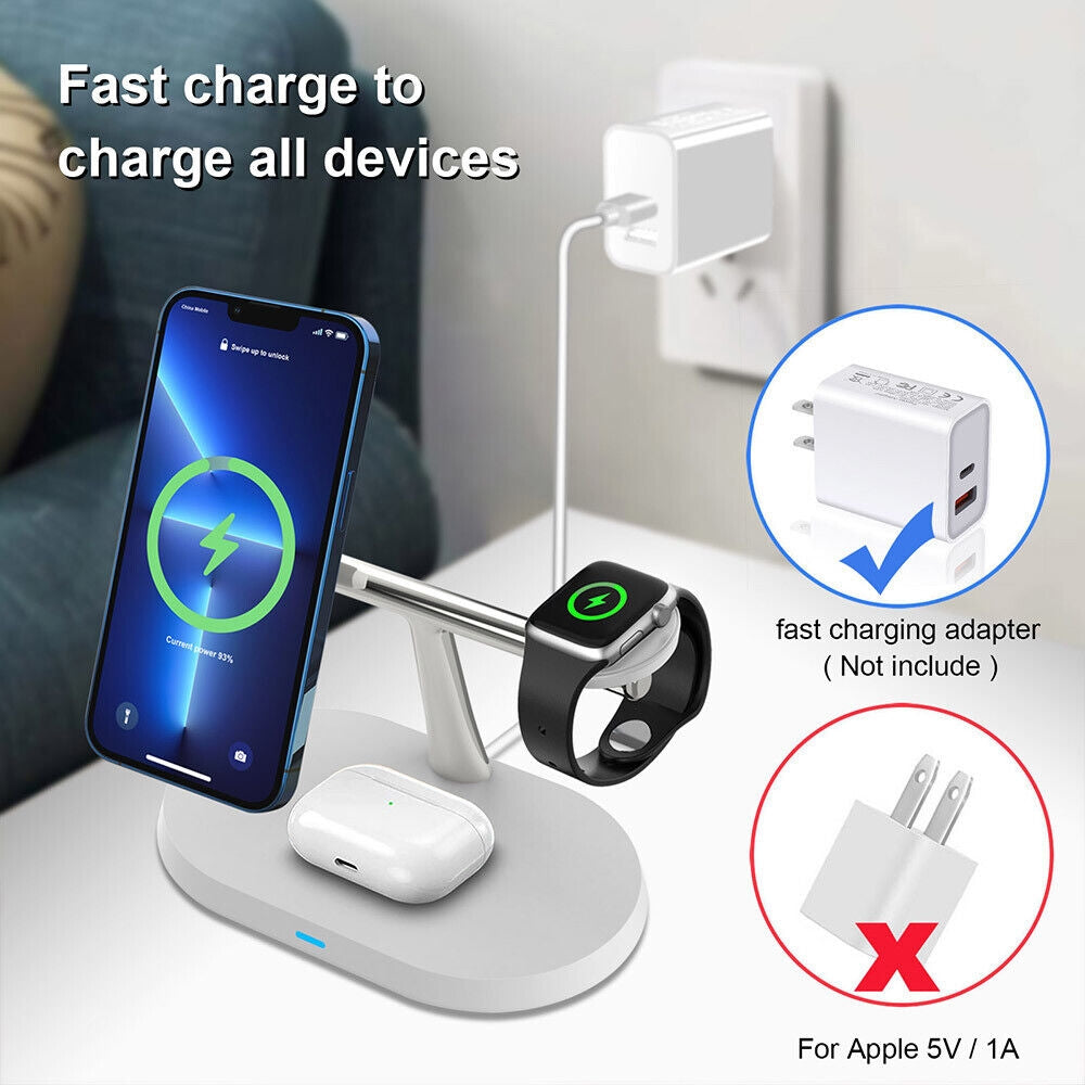 3 - 1 Qi Laddningsstation För iPhone, Apple Watch, AirPods Generic