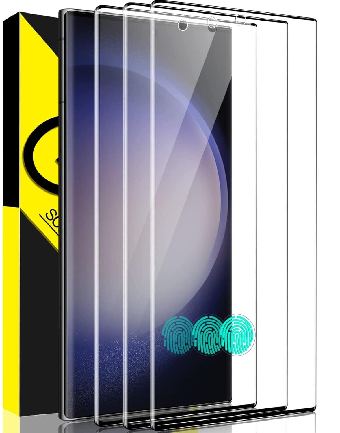 3X Härdat Glasskydd Samsung S23 Ultra Full Fit ,Fingerprint Generic