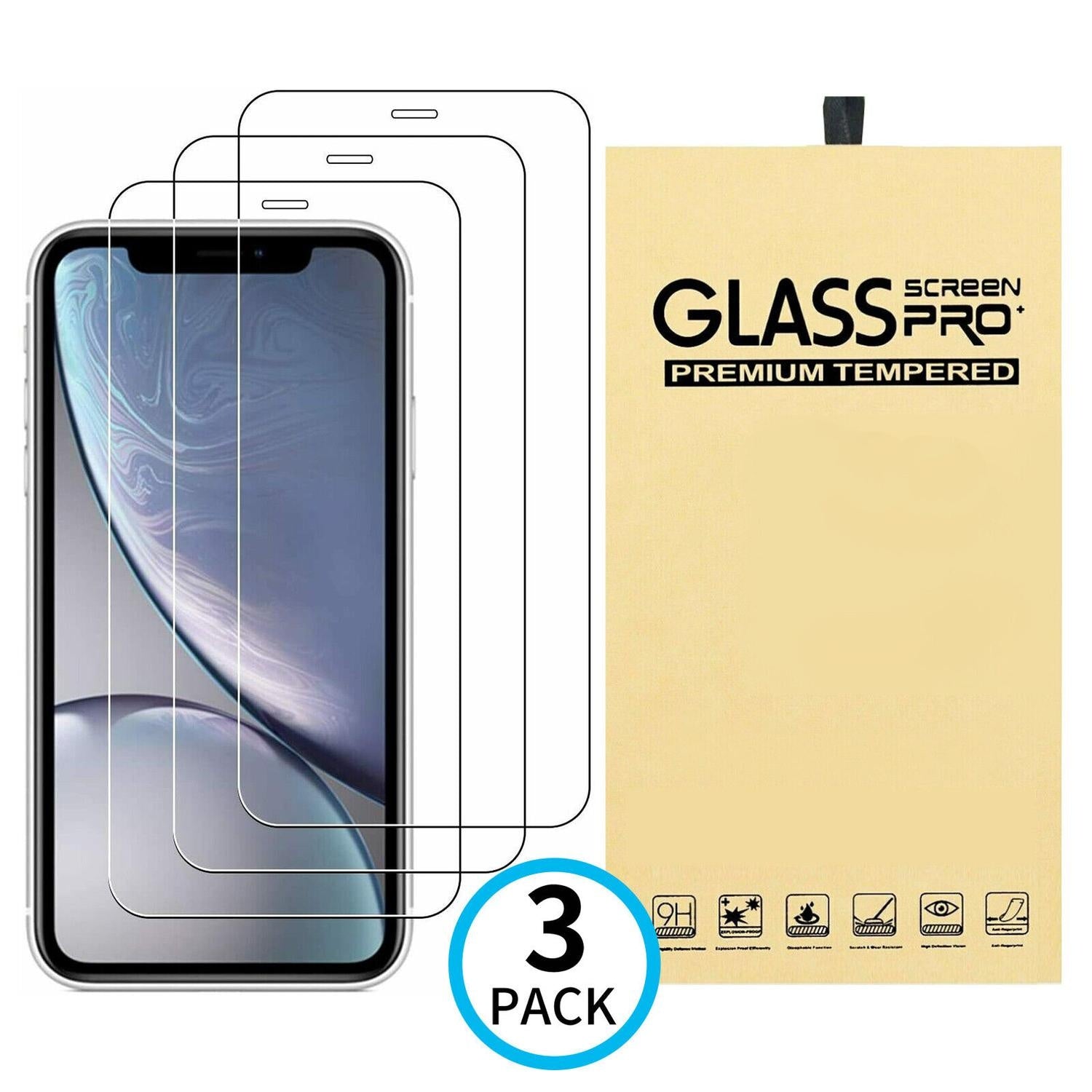 3X Härdat Glasskydd iPhone 11 Pro /  X / Xs 5D Full Fit Generic