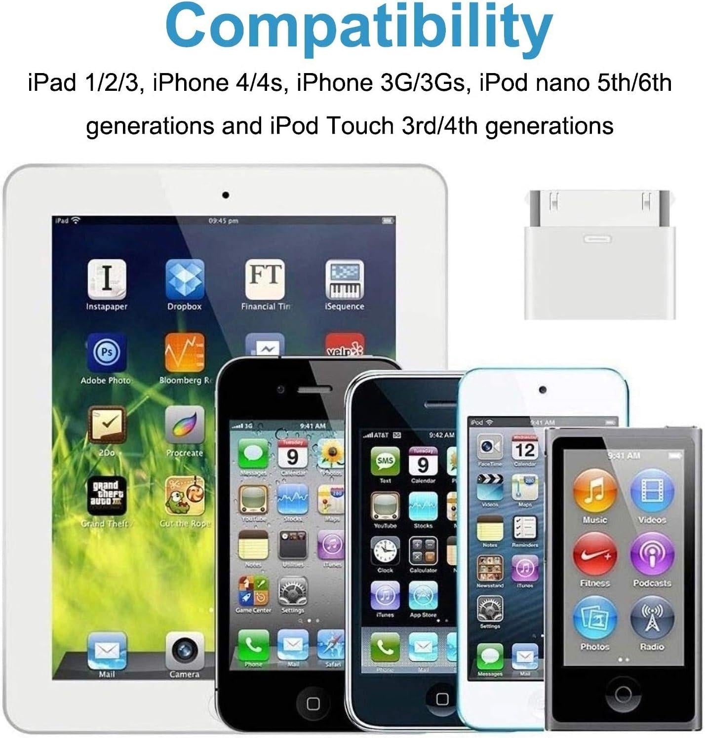 3st 8 - pin till 30 - pin Lightning adapter för iPhone, iPad.. Generic