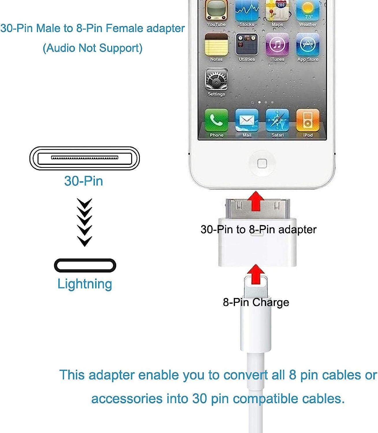 3st 8 - pin till 30 - pin Lightning adapter för iPhone, iPad.. Generic