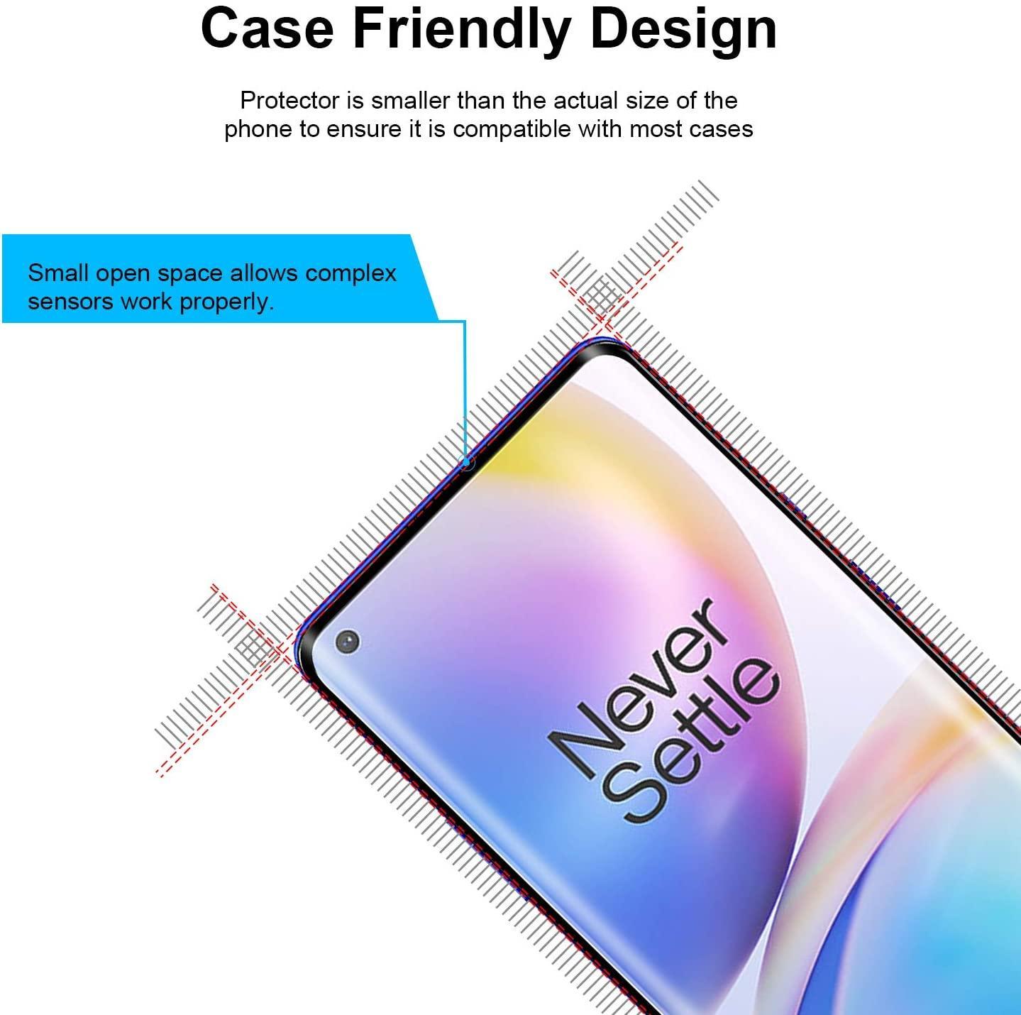 3x Glasskydd OnePlus 8 Härdat Täcker hela skärmen Generic