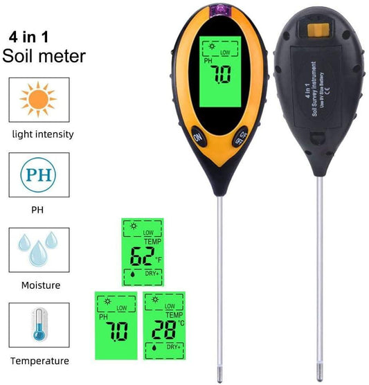4 i 1 Digital pH mätare för jord, fukt, ljus, jordtemperatur Generic