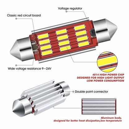 4x CANBUS C5W SV8,5 Festoon 12 LED 4014 41mm- Vit Generic