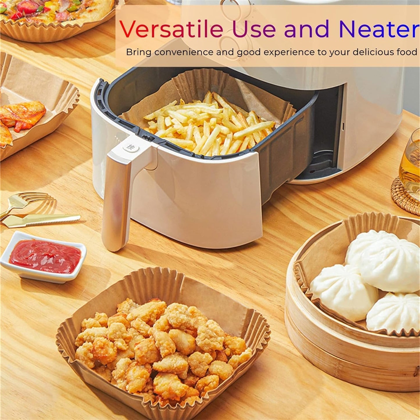 50st 16x4,5 cm Kvadrat Air Fryer Bakplåtspapper Ark Formar Engångspapper Generic