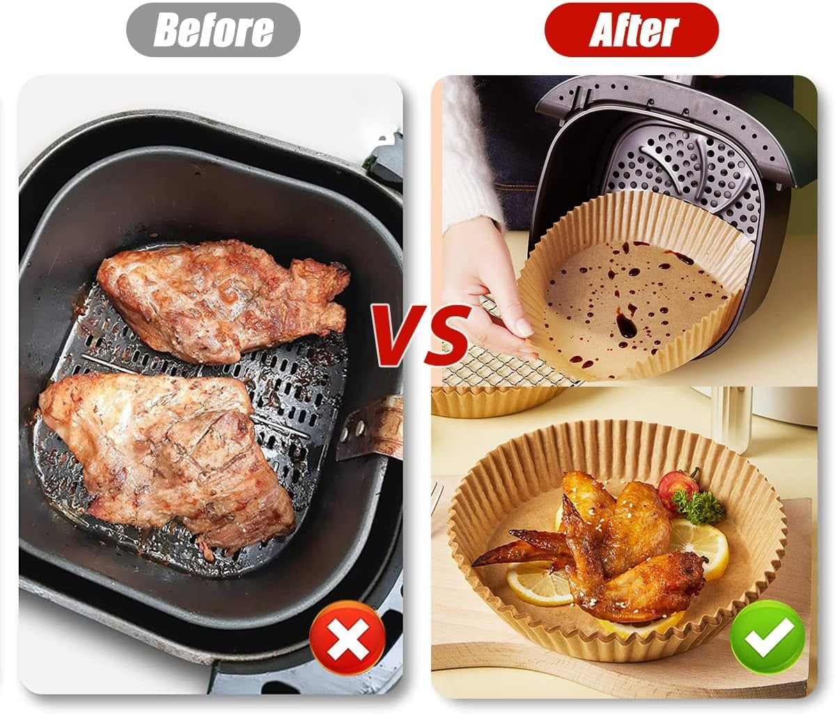 50st 20x4,5 cm Air Fryer Bakplåtspapper Ark Formar rund Engångspapper Generic