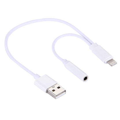 Vit Lightning Y-kabel adapter ladda och 3.5mm hörlur Generic