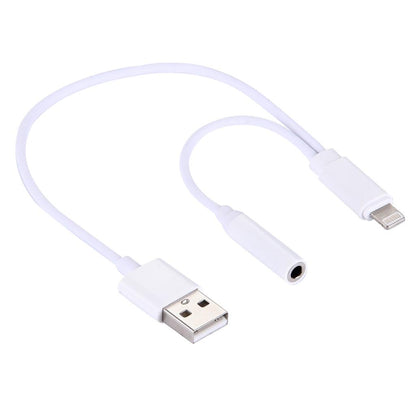 Vit Lightning Y-kabel adapter ladda och 3.5mm hörlur Generic