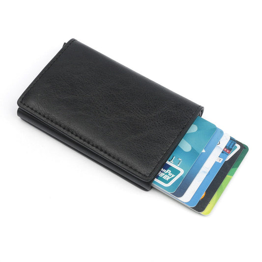 Svart RFID - NFC Skydd Läder Plånbok Korthållare 6st Kort Generic