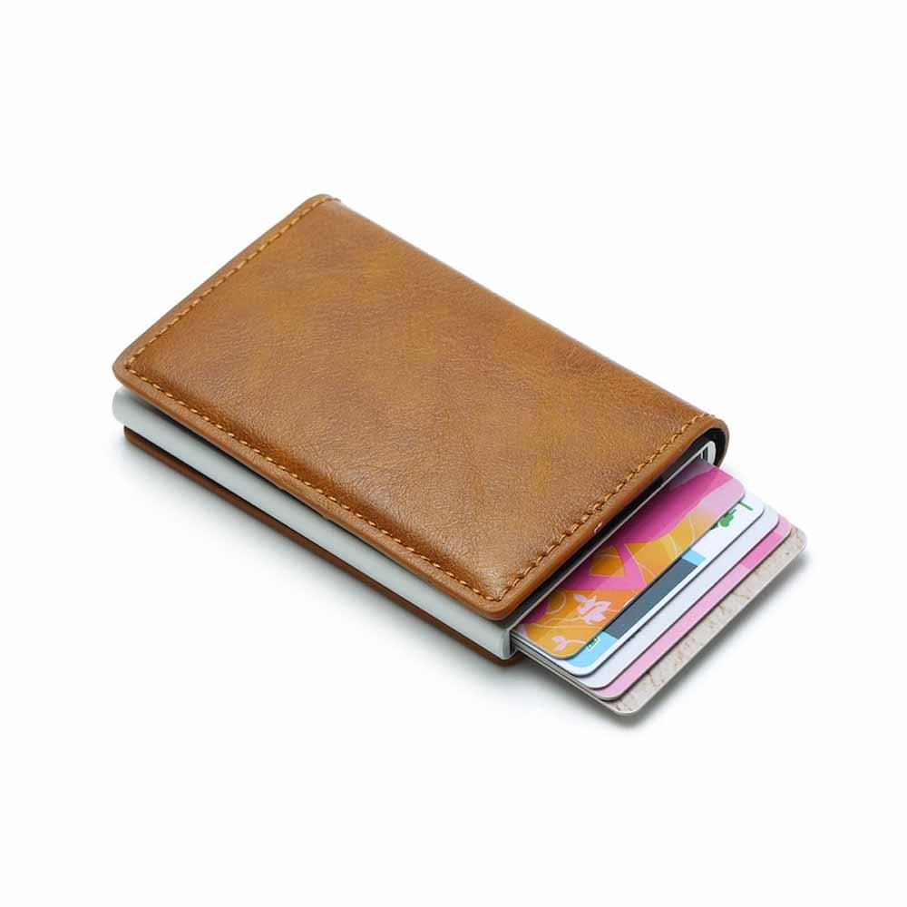 Brun RFID - NFC Skydd Läder Plånbok Korthållare 6st Kort Generic