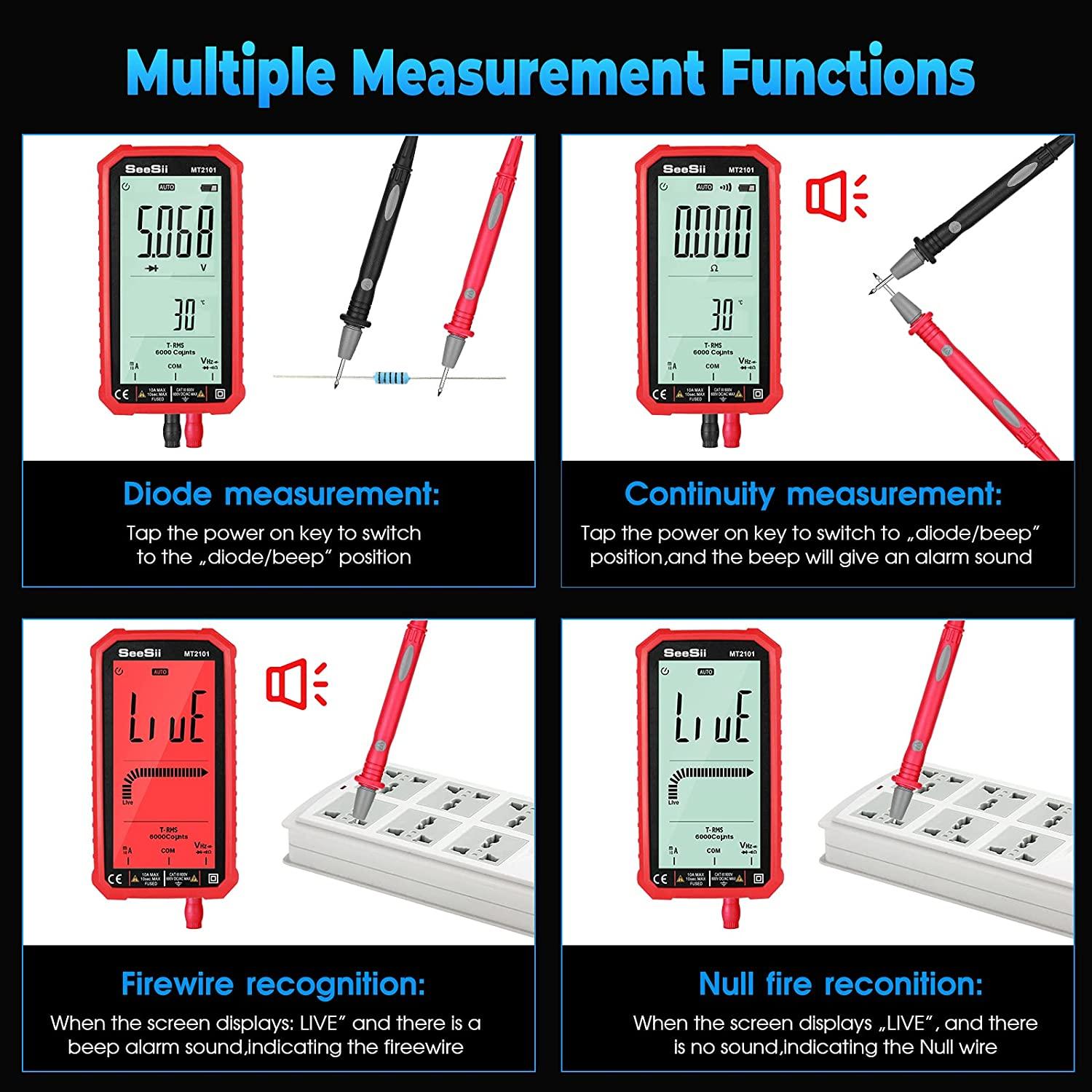 Digital multimeter med hela 4,7 tum LCD. Röd Generic