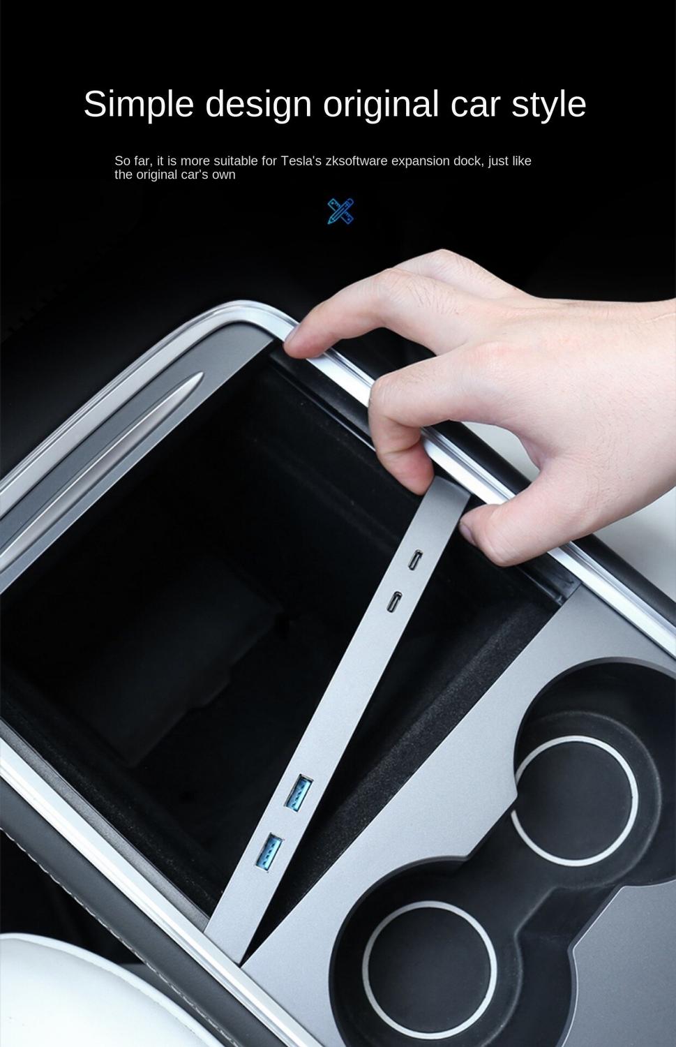 Dockningsstation för Tesla model 3/Y 2x USB - A 2X USB - C Generic