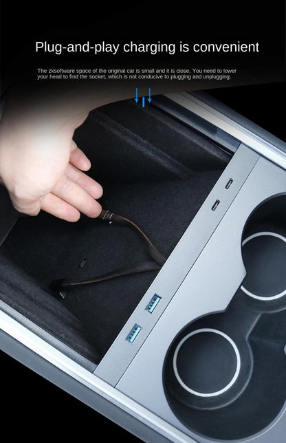 Dockningsstation för Tesla model 3/Y 2x USB - A 2X USB - C Generic